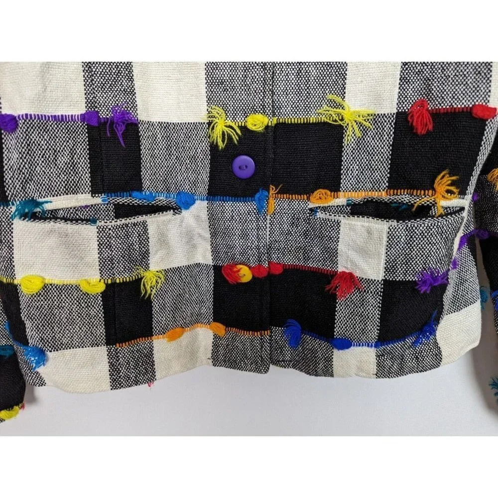 VTG 90s Drapers and Damons M Gingham Checkered Colorful Jacket Coat Button Up - Picture 11 of 13